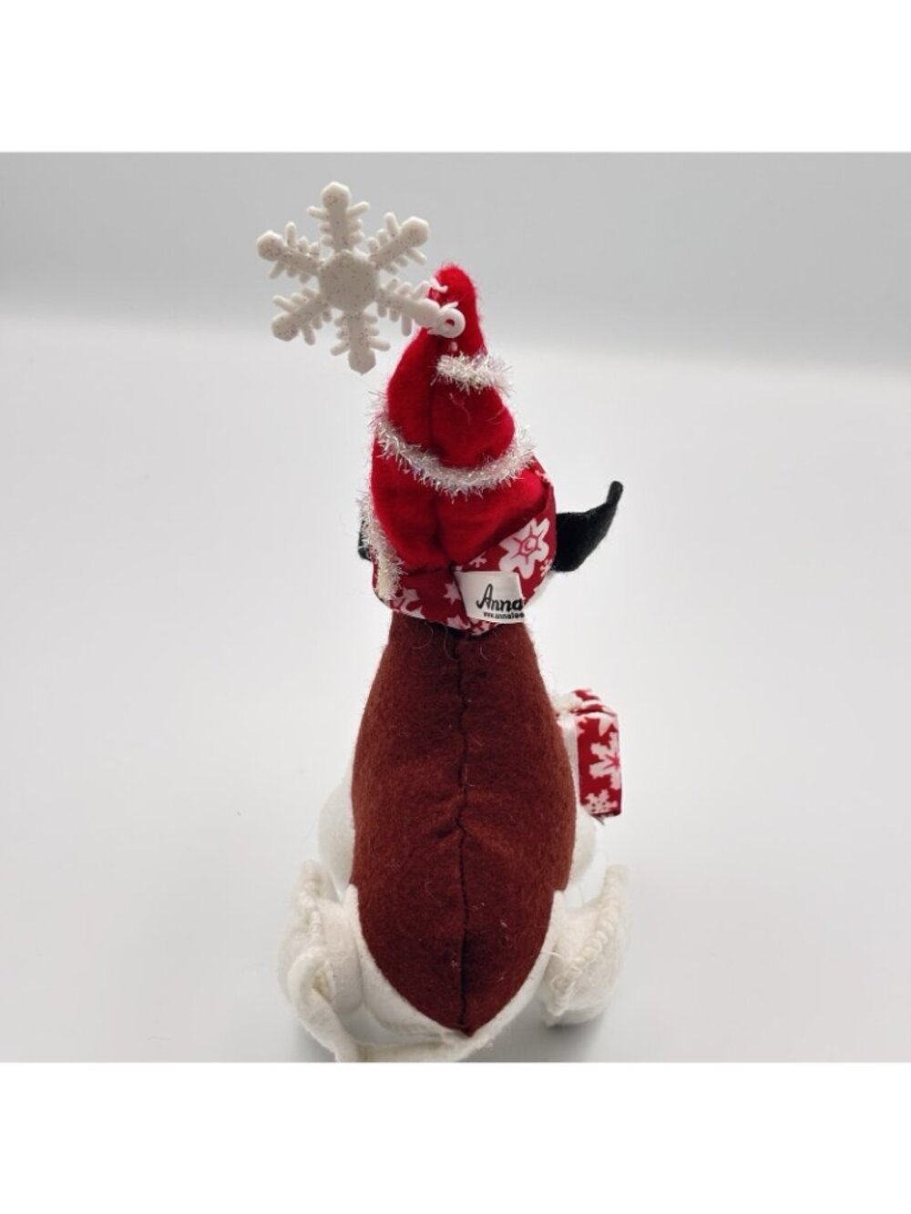 2009 Annalee Dolls Christmas Hound Puppy Dog Snowflake Red Hat Gift Present 7” - Picture 11 of 16